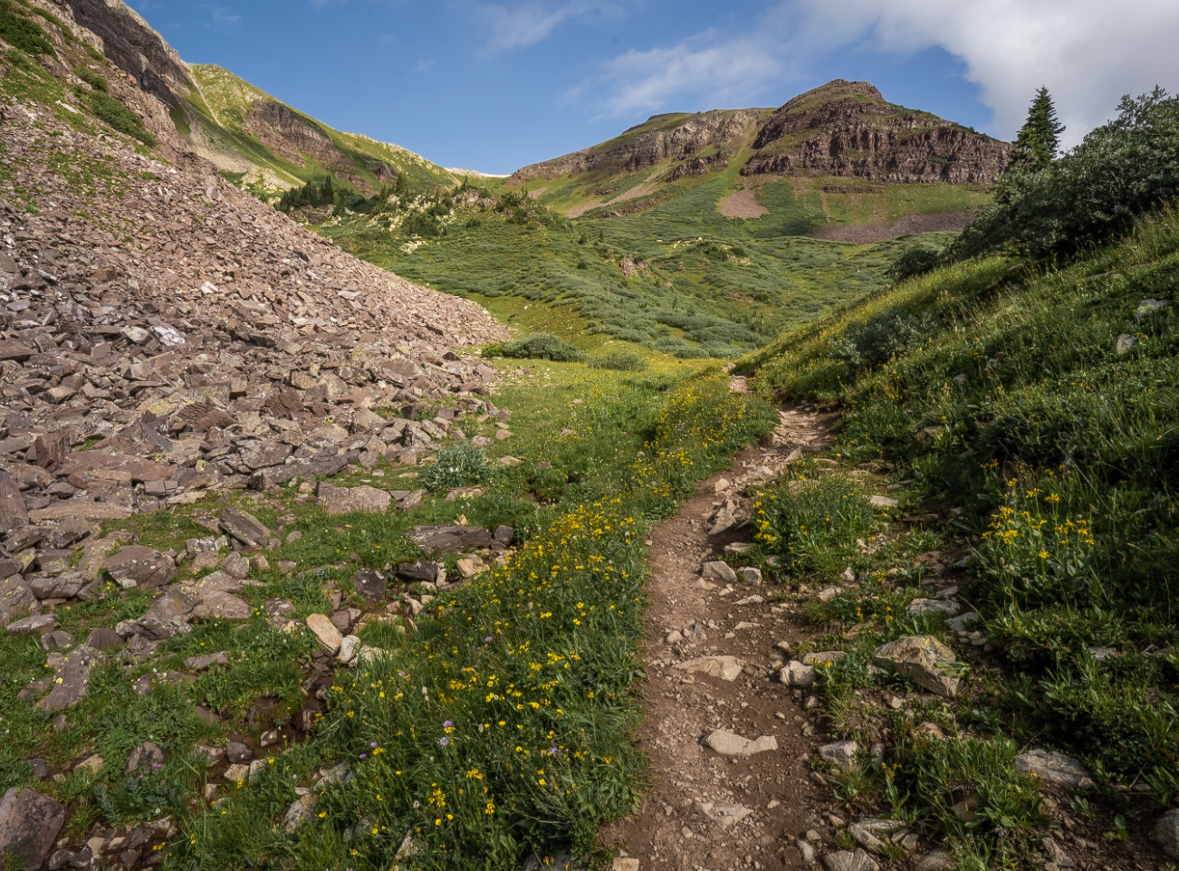 First site of Buckskin pass with a few spots of snow