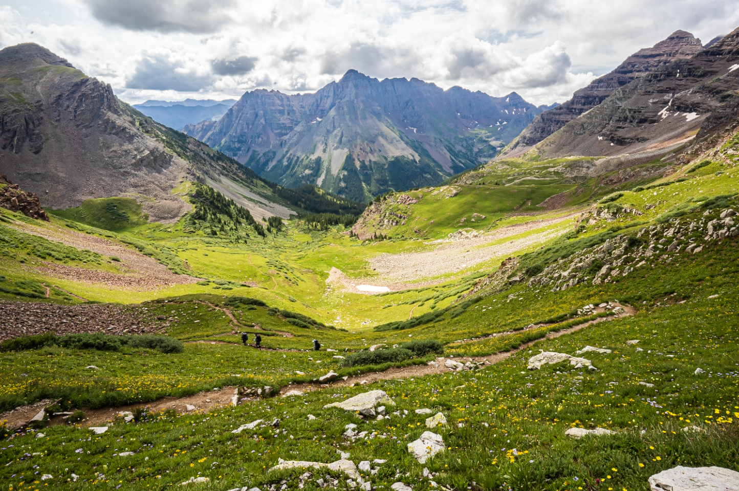 Atop Buckskin pass looking back at the valley I just hiked up