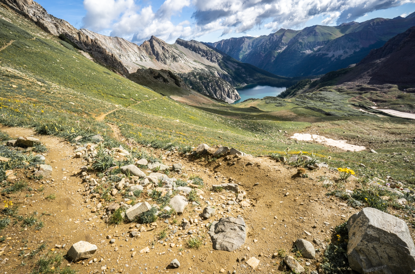 Looking back at camp at Snowmass Lake