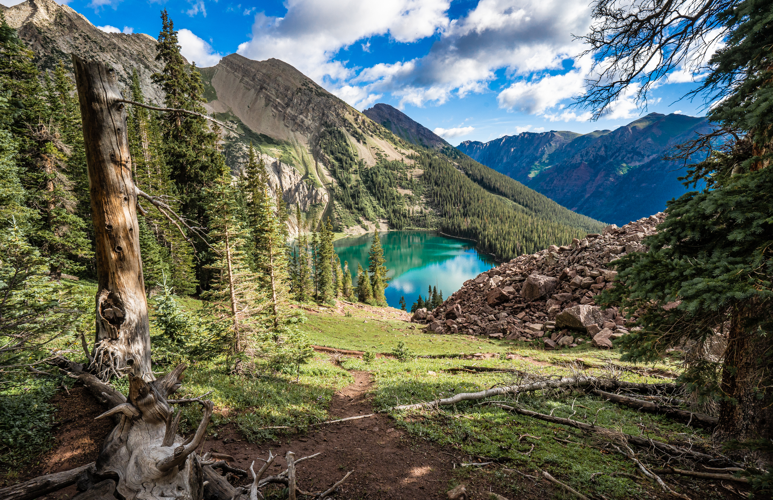 Looking back at camp at Snowmass Lake